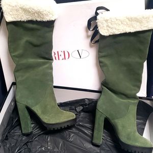 NIB RED VALENTINO SUEDE SHIRLING HIGH HEELS OTK BOOTS